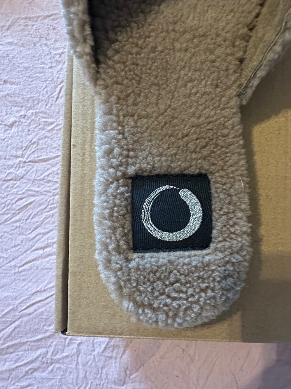 Cozy Shearling Open-Toe Slipper Slide — Taupe - Picture 2 of 6